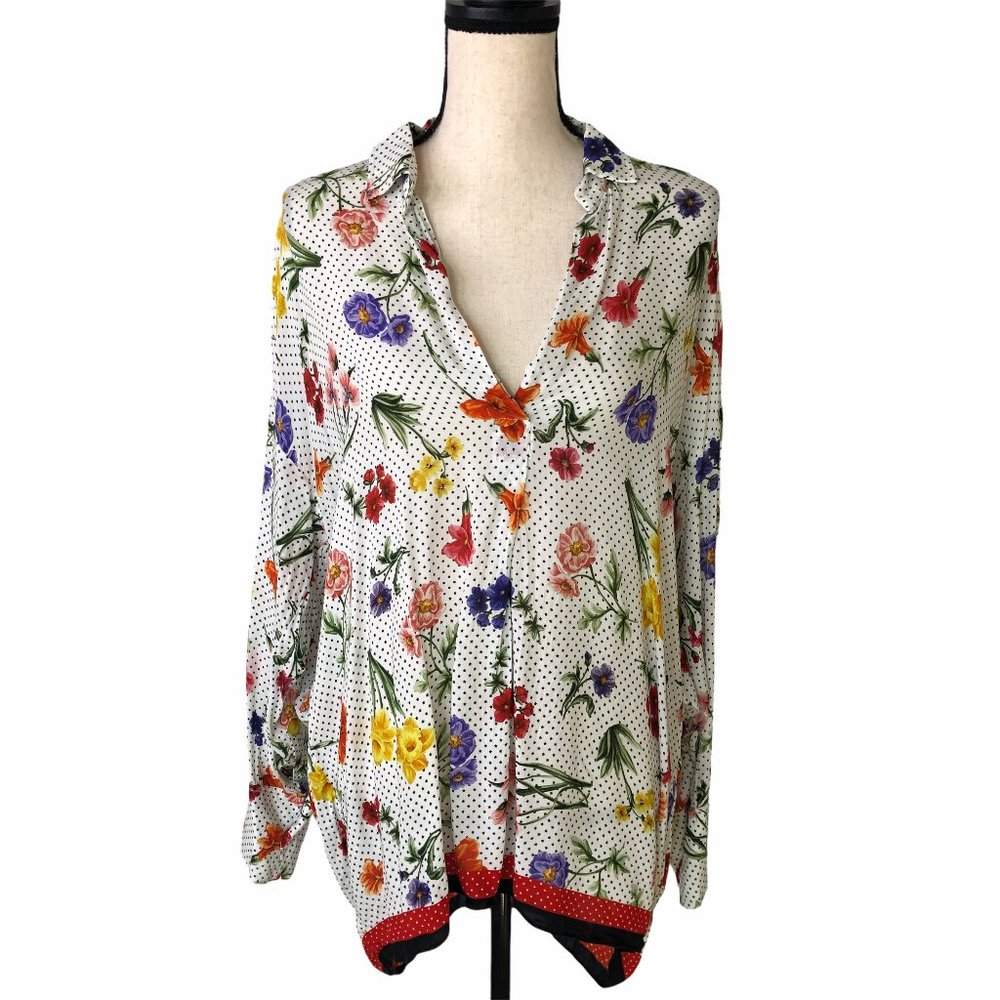 ZARA WOMAN FLORAL POLKA DOT OVERSIZED TUNIC TOP